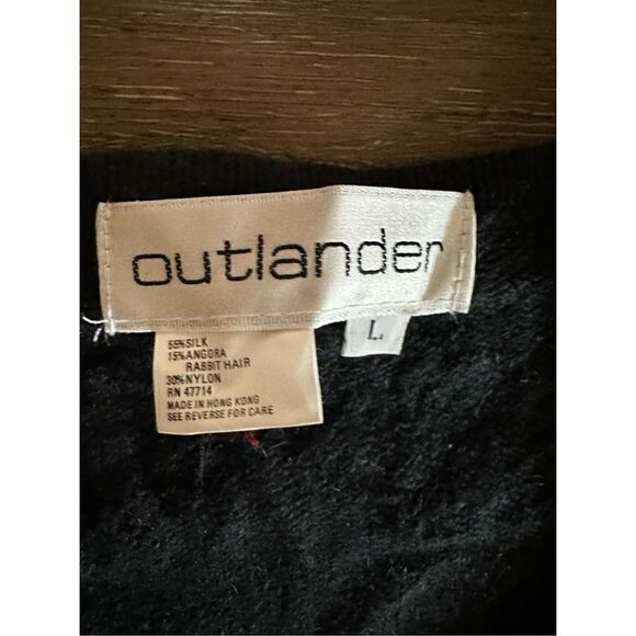 Vtg 90s Outlander Women’s Black Angora Rabbit Hair and Silk Blend Jewels Beads L - Picture 5 of 11